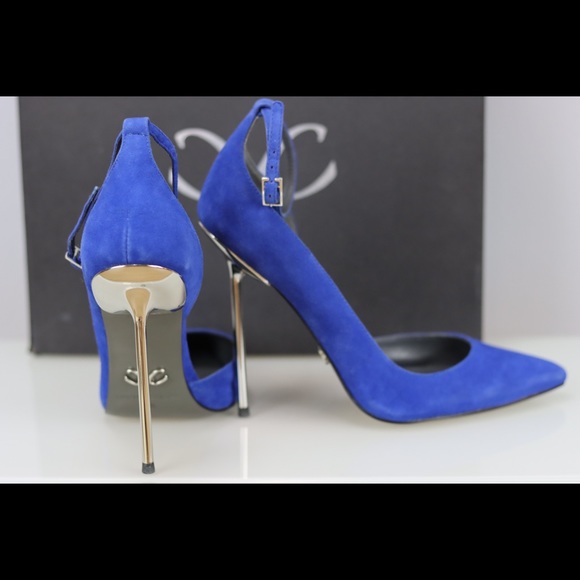 Monika Chiang Blue Suede Ankle Strap D’Orsay Pump - Picture 1 of 4